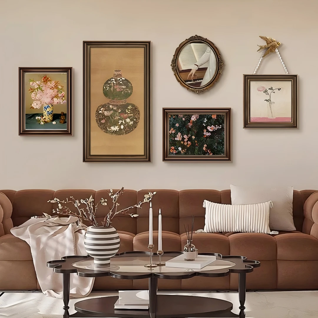 【东方画廊】法式中古风美式挂画复古油画饭厅餐桌客厅组合艺术壁画