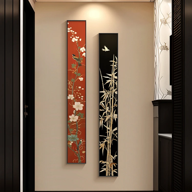 【画为峰】新中式竹子窄长条玄关装饰画过道走廊入户门挂画