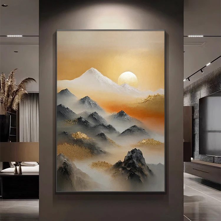 【画为峰】日照金山玄关装饰画现代简约客厅过道挂画沙发落地画