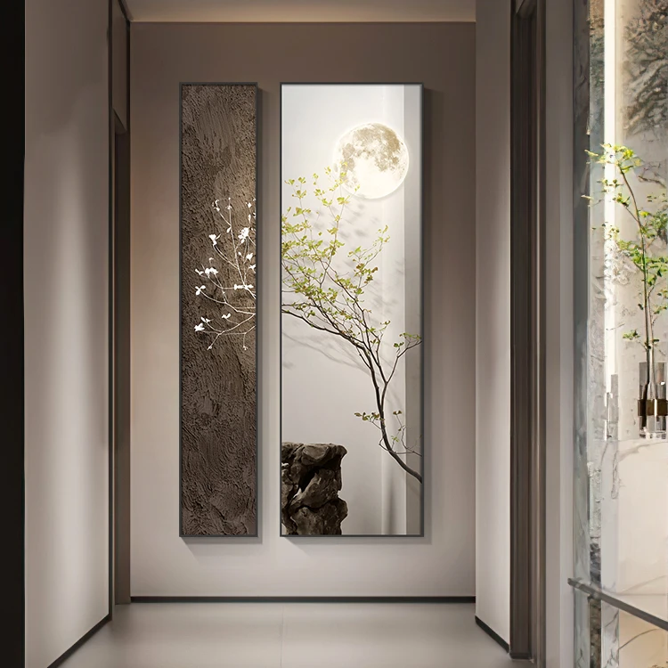 【画为峰】侘寂风中古玄关装饰画原木禅意进门入户装饰画简约壁画