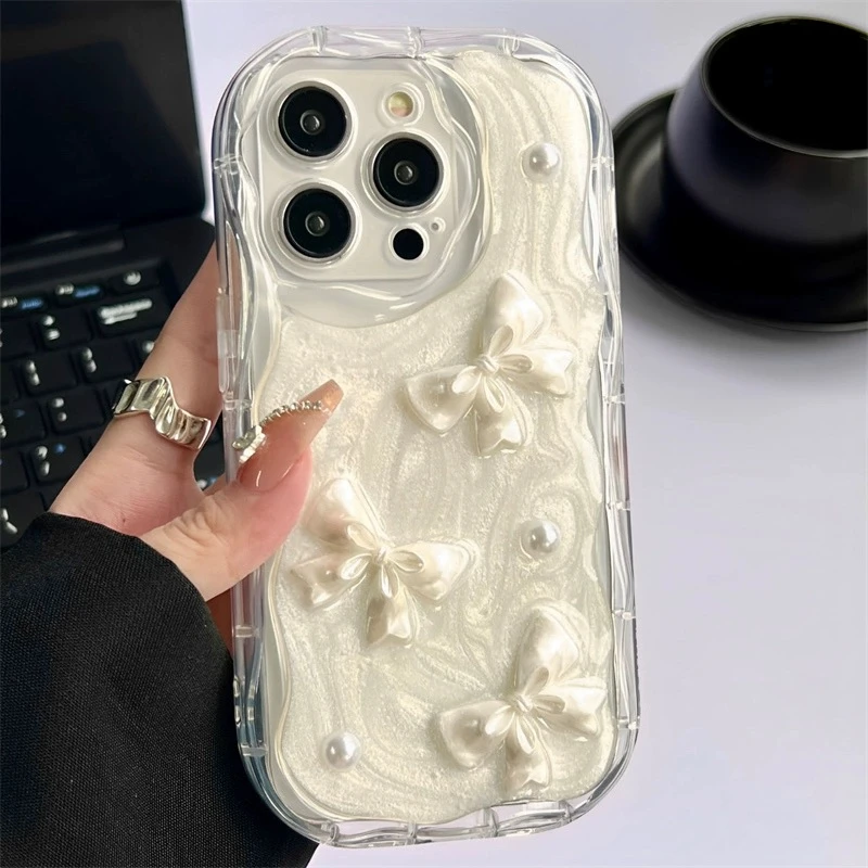 滴胶珍珠蝴蝶适用iphone15/14/13全包苹果手机壳华为vivo小米oppo