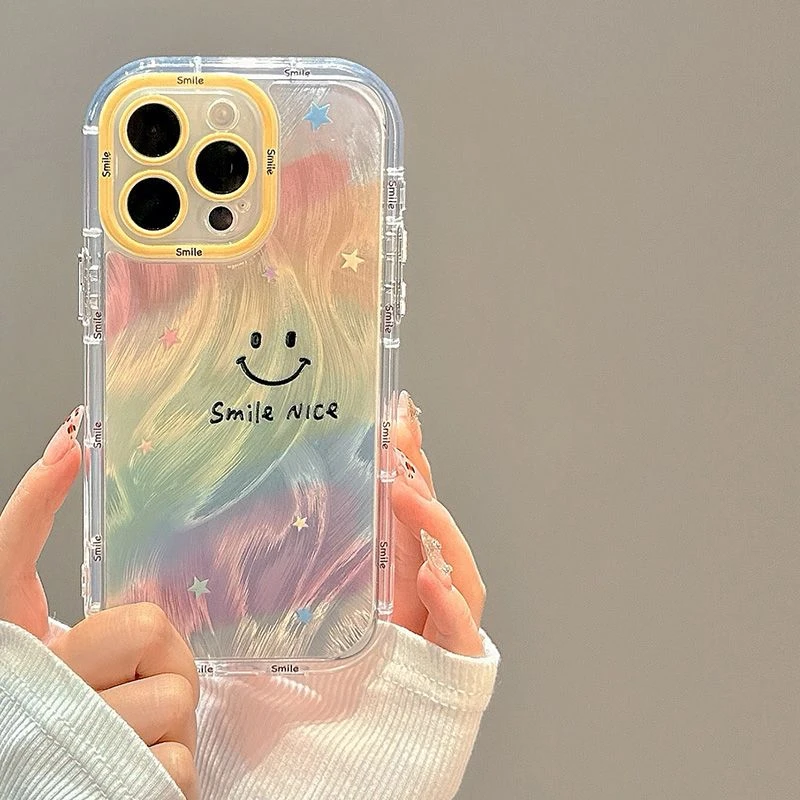 渐变笑脸适用苹果15_14_13_12手机壳华为oppo小米vivo红米