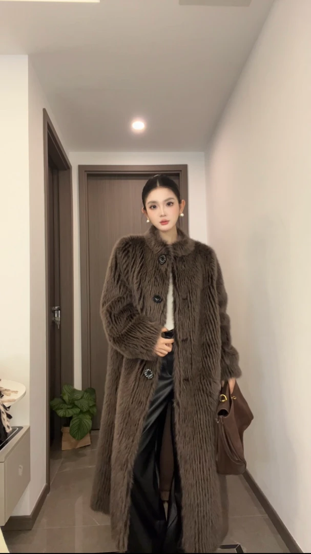 女款冬季气质时尚秋冬长款毛毛外套-039C