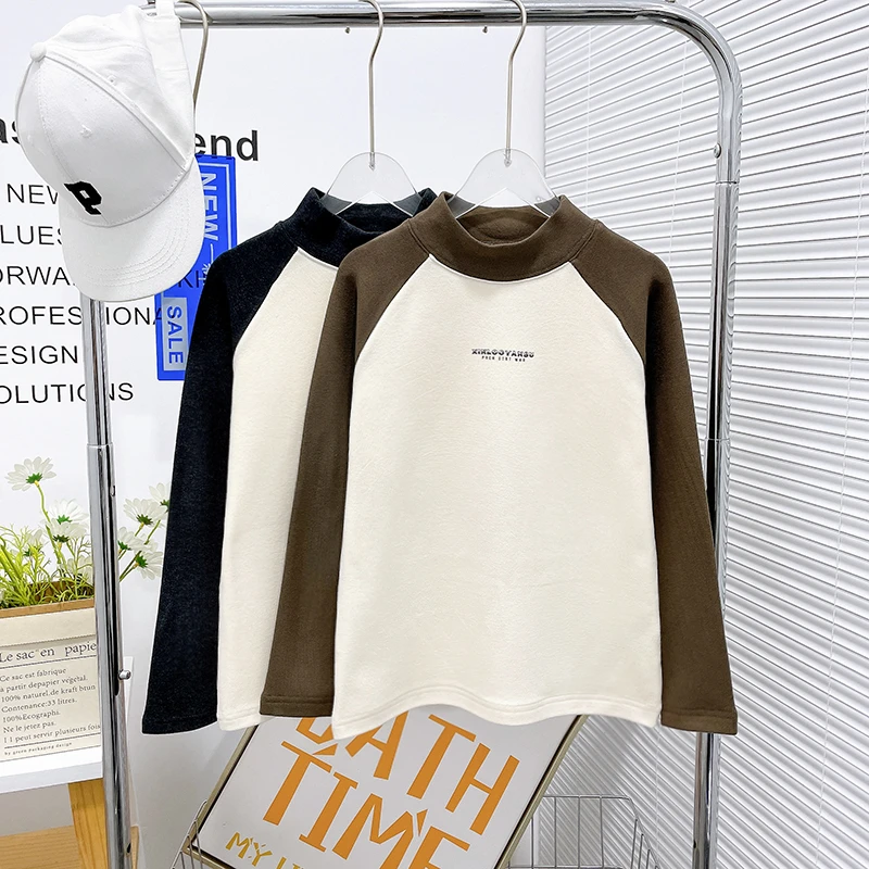 冬季新款女童圆领卫衣女大童中大童打底衫潮童外穿zb3890简约童品