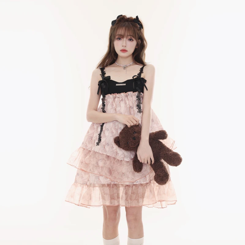 Fragile Heart易碎商店 琥珀红茶 甜美日系少女吊带裙夏季公主裙