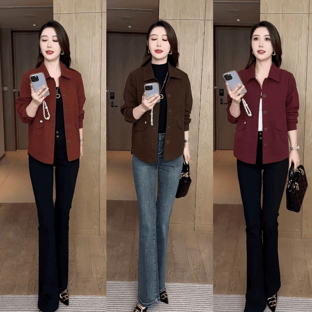 绮感 时尚休闲短款女式外套新款春秋季宽松小个子显瘦上衣潮