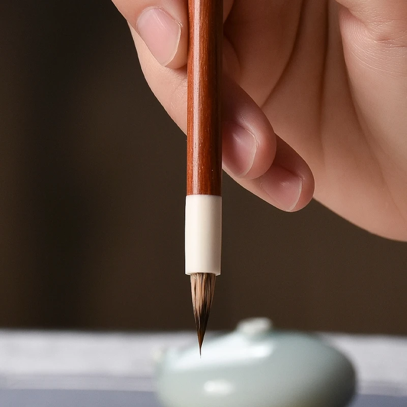 【紫狼小楷】毛笔紫毫狼毫小楷毛笔出峰1.8红檀黑檀木笔杆