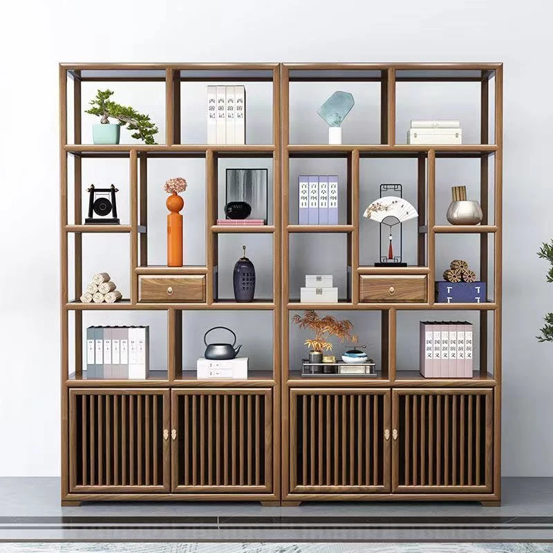 实木博古架南榆木新中式多宝阁多层陈列置物架仿古茶叶茶室展示柜