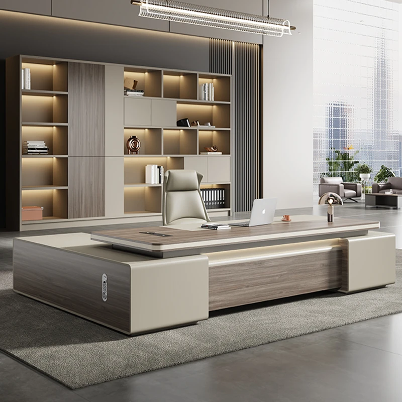 轻奢老板办公桌椅组合新中式经理室简约现代总裁大班台高级感家具