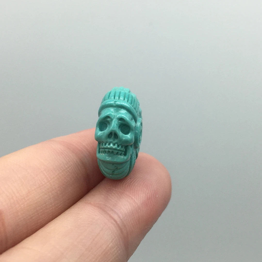 原矿无优化绿松石高瓷全品无瑕精工雕刻酋长背云吊坠锁骨16mm3.3