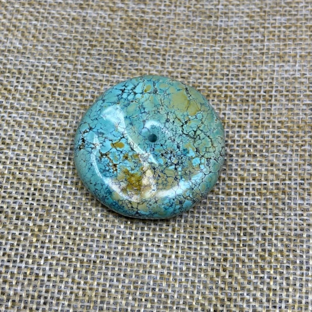 原矿绿松石高瓷绿平安扣吊坠