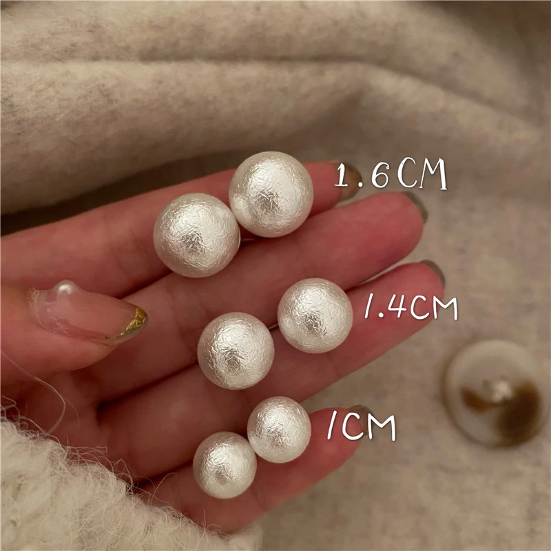 非金属仿珍珠耳饰 轻飘飘的新疆棉花 复古纹理珠气质百搭耳钉925