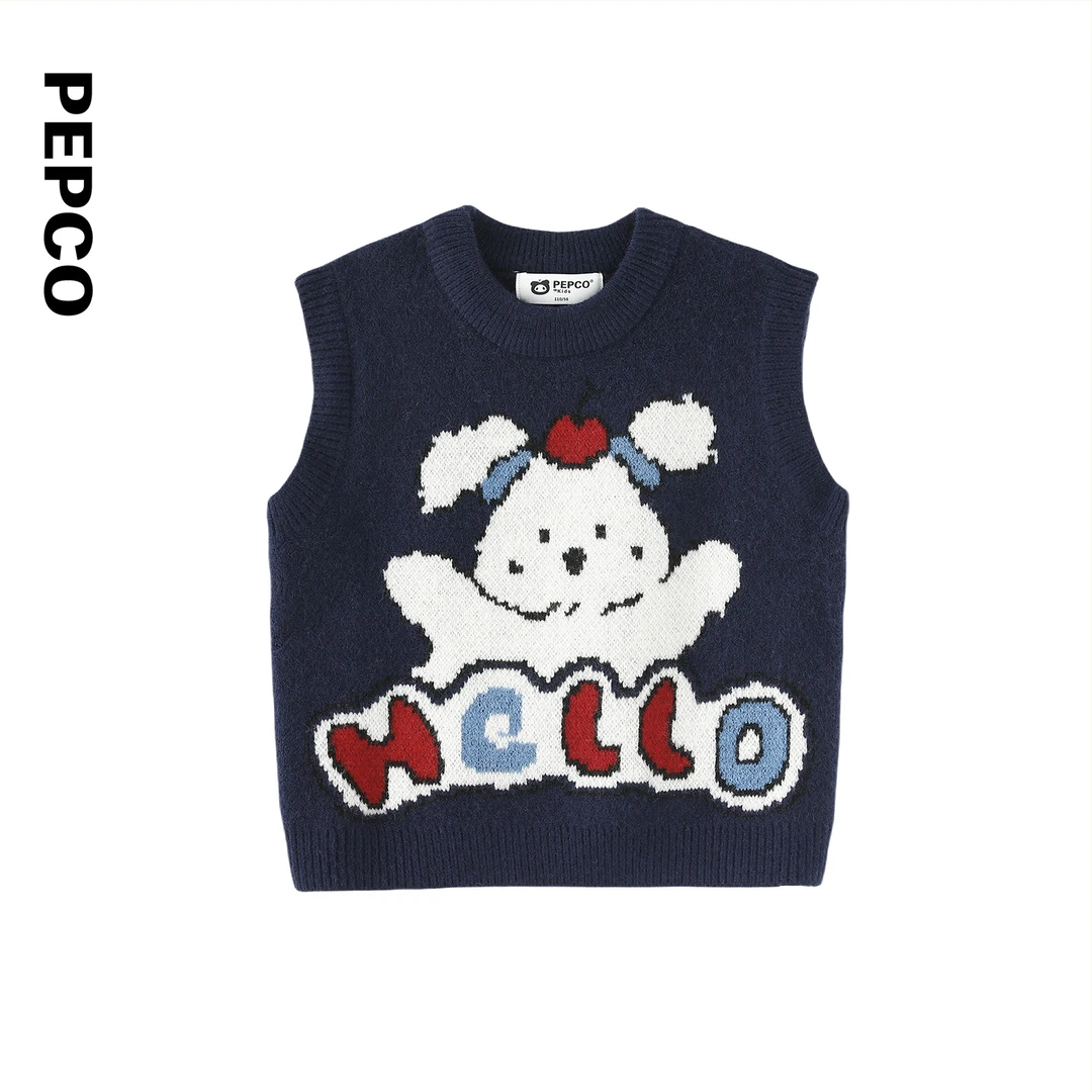小猪班纳童装24秋装新款儿童毛衫背心小童男童卡通毛衣752434615
