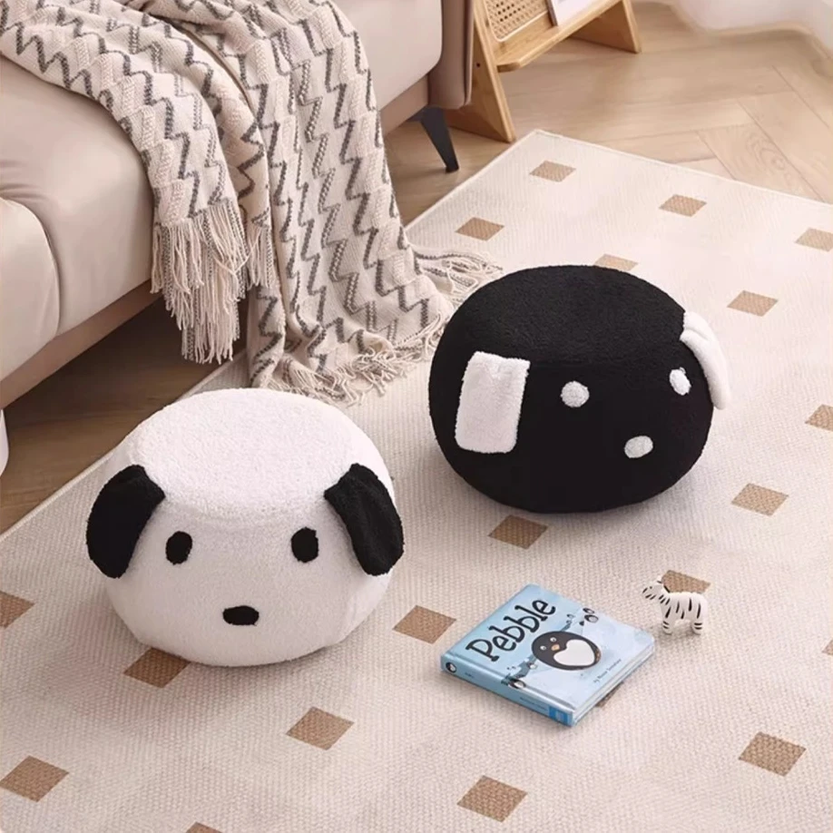 网红羊羔绒小板凳家用客厅儿童创意卡通矮凳成人门口换鞋凳可拆洗