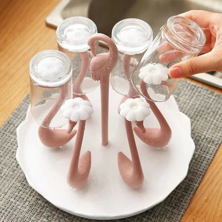 天鹅沥水杯架玻璃旋转茶杯收纳多功能倒挂杯子置物架水杯托盘挂架