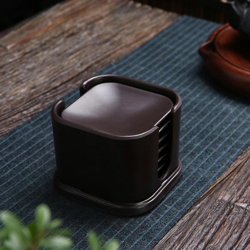 黑檀杯托实木茶杯垫防烫茶杯托简约锡杯方形电木杯垫功夫茶道茶具