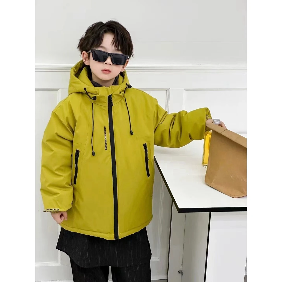 儿童加绒派克服棉衣2024冬季新款夹棉加厚潮流冲锋衣男女童棉服潮