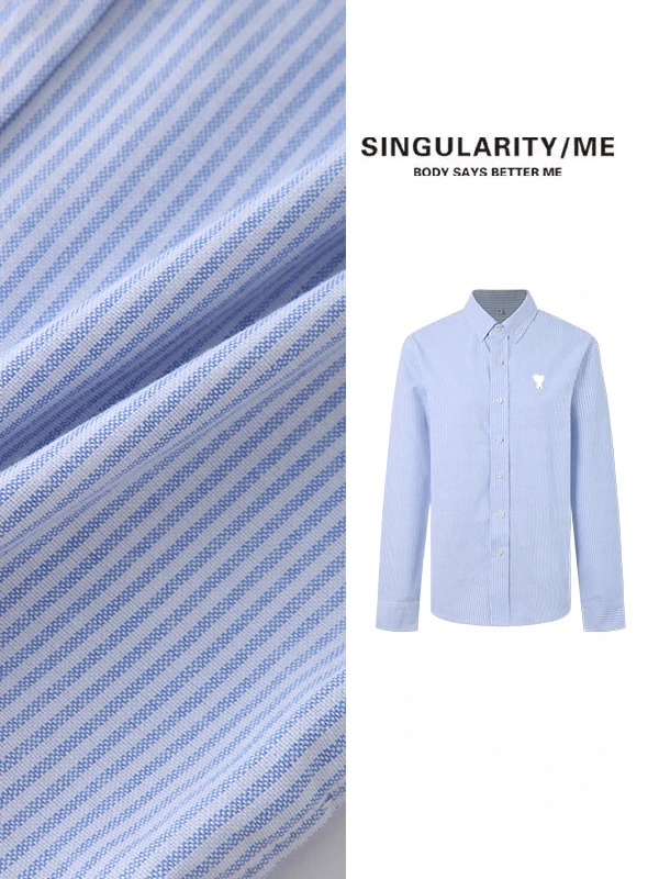 Singularity Me 9S 7702 清爽士林蓝色条纹衬衫休闲调性