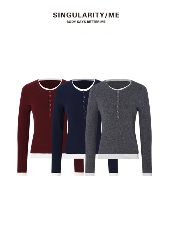Singularity Me 9S 6710 【曼丁千颂】假两件半开领套头针织衫