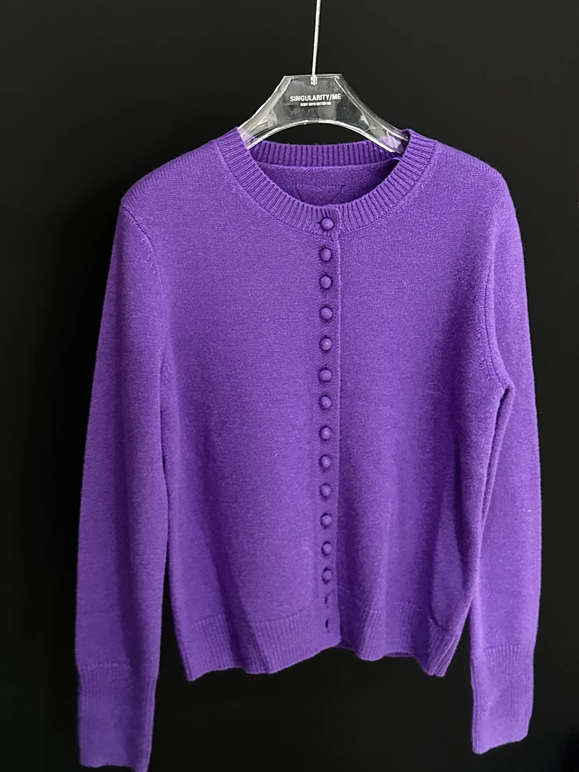 Singularity Me 8S 7048 紫色魅惑感绵羊毛针织开衫