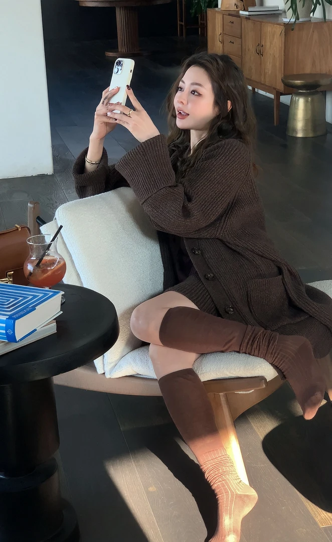 Singularity Me 10S 10105【温暖壁炉】坑条厚款廓形中长款针织开衫