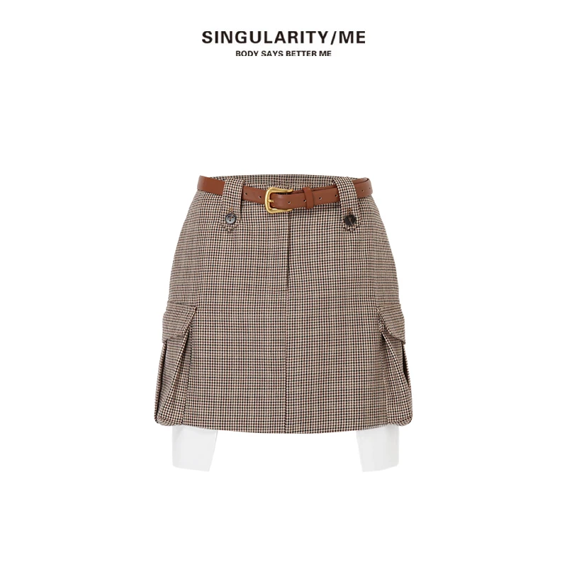 Singularity Me 9222 法式复古千鸟格老钱风时尚短裙