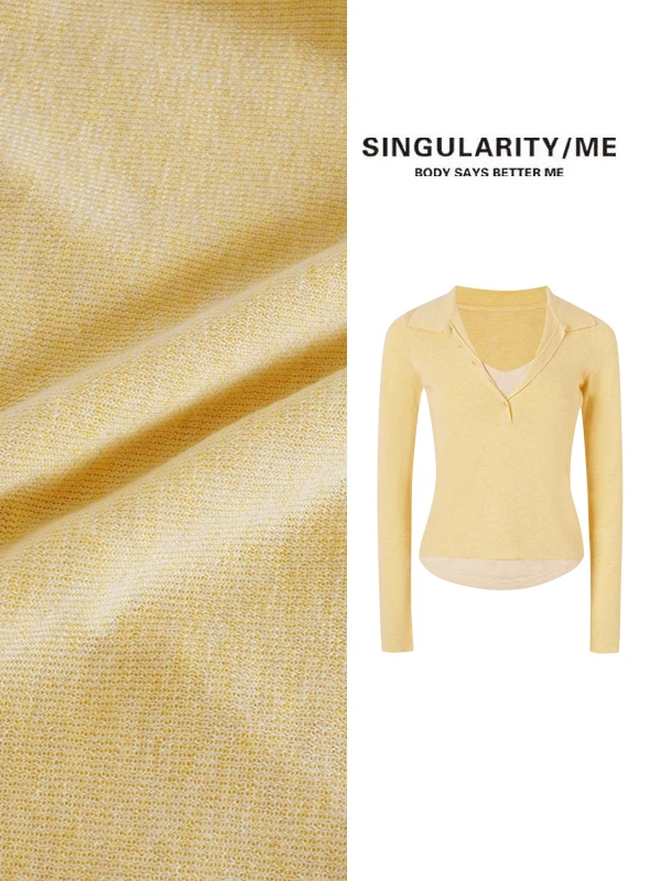 Singularity Me 11S 1116【桃雾香雪】polo领假两件针织衫打底衫