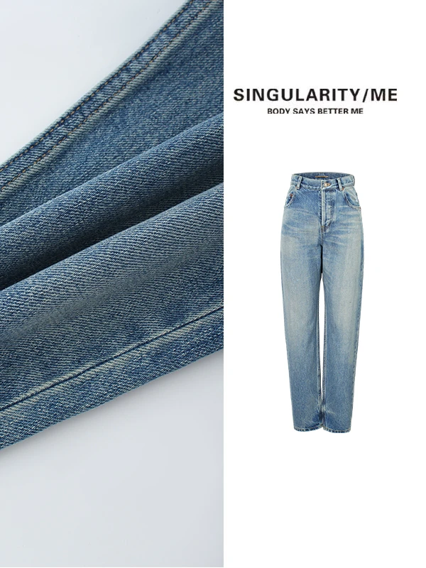 Singularity Me 8S 6065 石洗拉毛破洞休闲感直筒牛仔裤