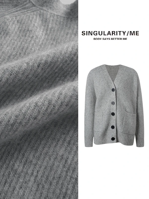 Singularity Me 9S 10713 重磅高比例双纱线马海毛廓形针织开衫