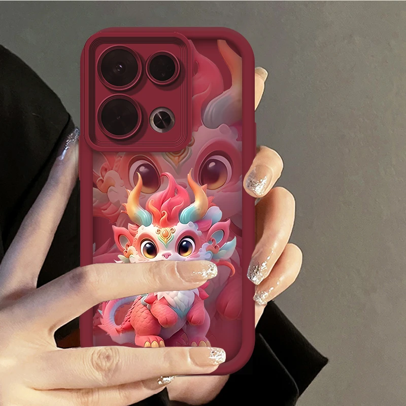 适用OPPORENO8PRO+ 龙年限定麒麟阶梯手机壳全包硅胶防摔软壳