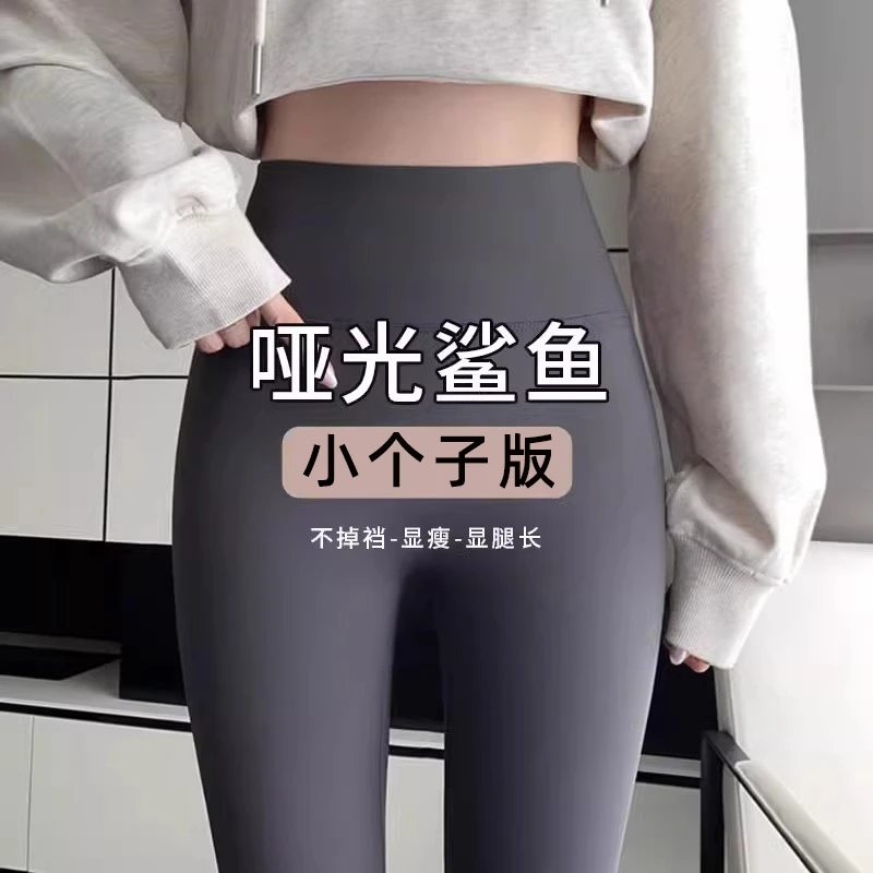 小个子八分灰色鲨鱼裤女外穿秋冬款高腰无痕裸感瑜伽芭比裤子九分