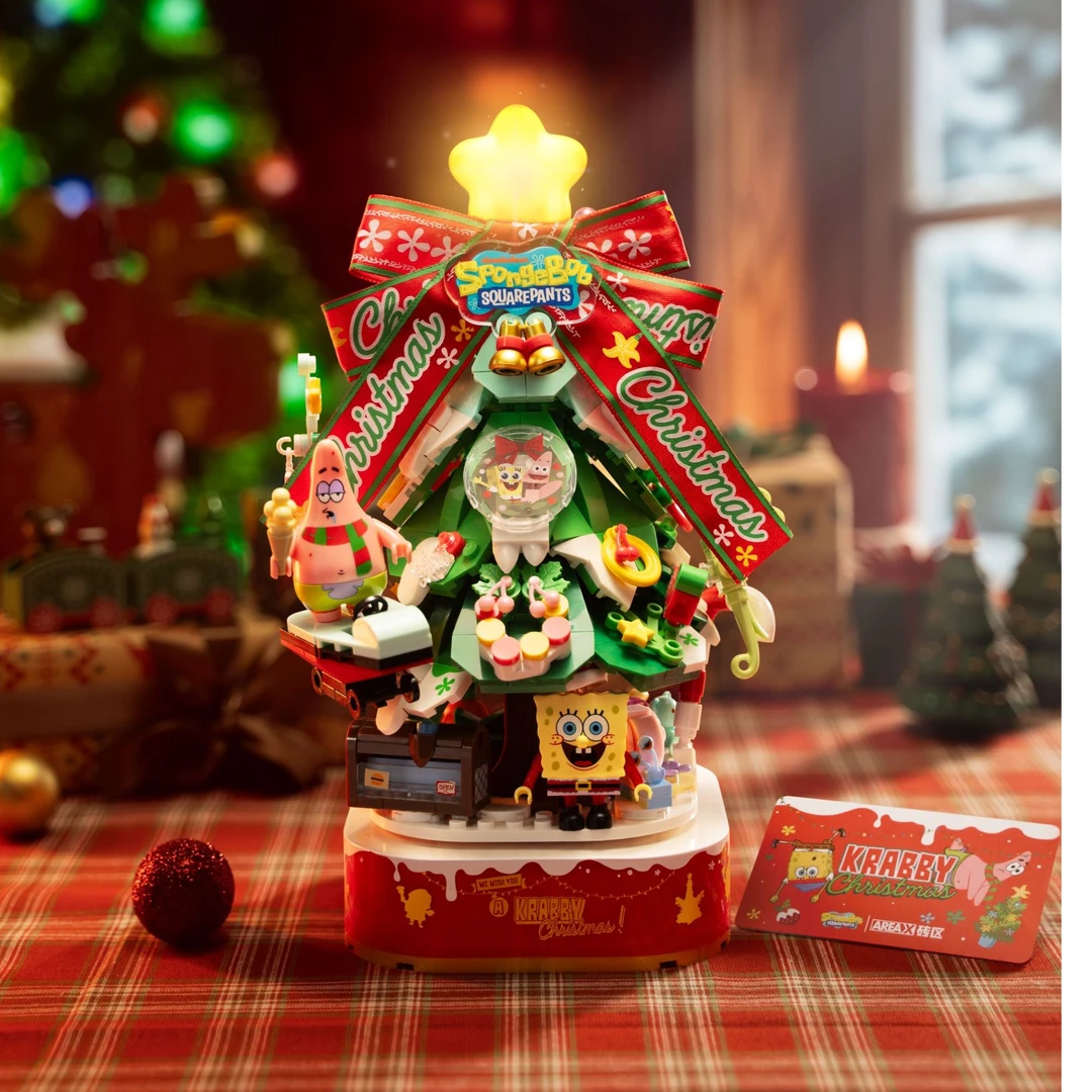 【音乐盒】海绵宝宝快乐星圣诞树正版联名玩具摆件送好朋友节日礼物