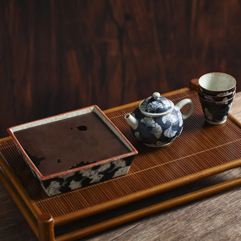 【陶珊居】 银杏-青墨-茶具套组-壶容量100cc（青墨0033）