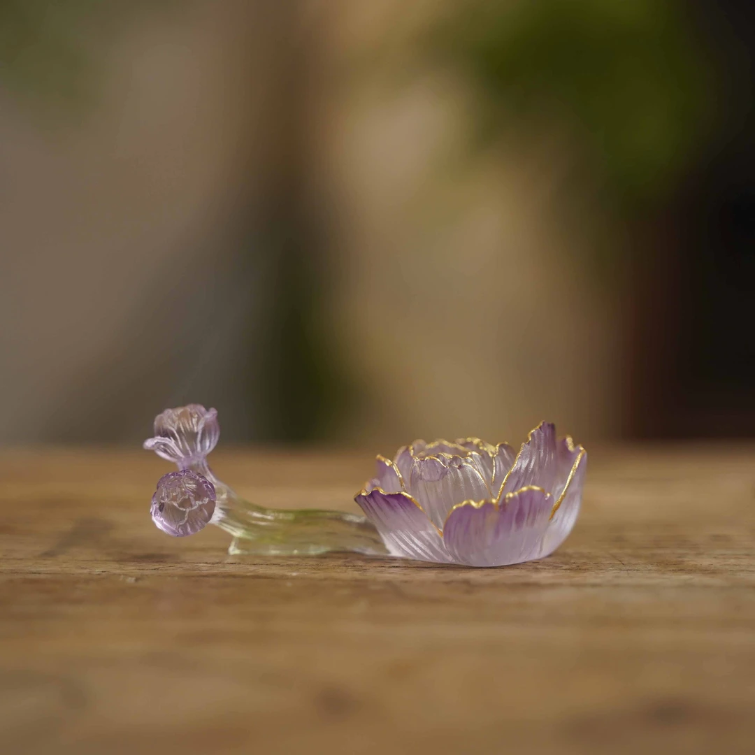 【陶珊居】 琉璃牡丹-心缘堂琉璃-茶枕（心缘0049）