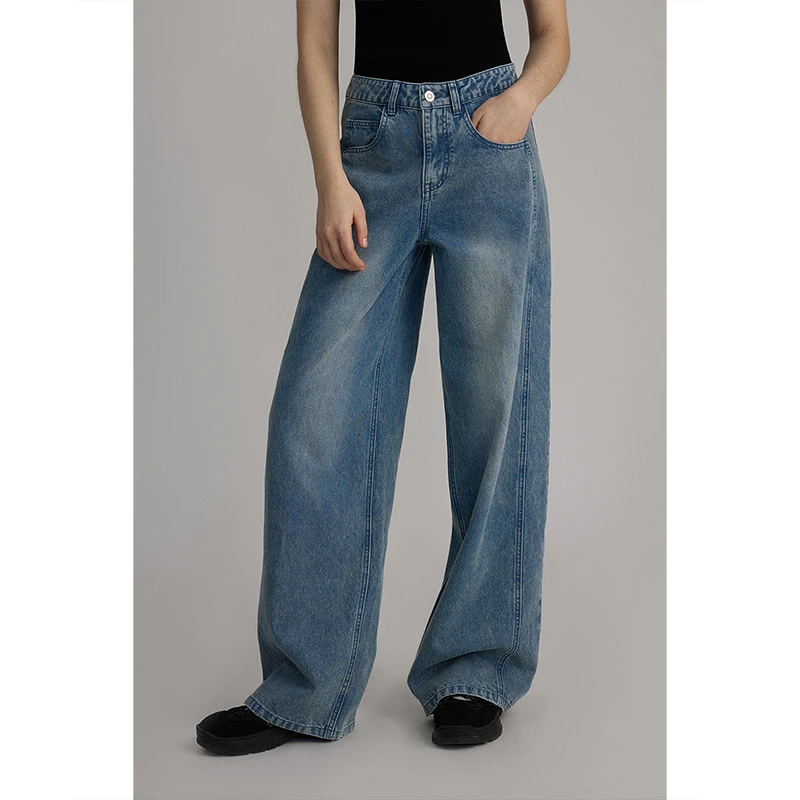 Letm秒变大长腿’复古天丝棉侧缝剪裁好裤型腿直休闲裤/牛仔裤女