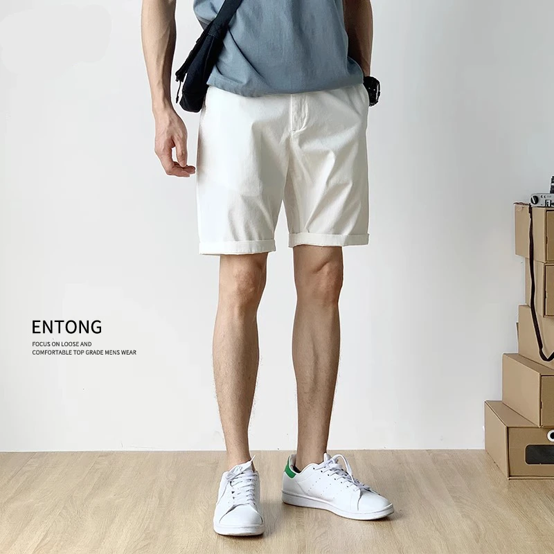 休闲短裤男款爆款2025新款宽松潮牌五分裤男款高级感简约直筒中裤