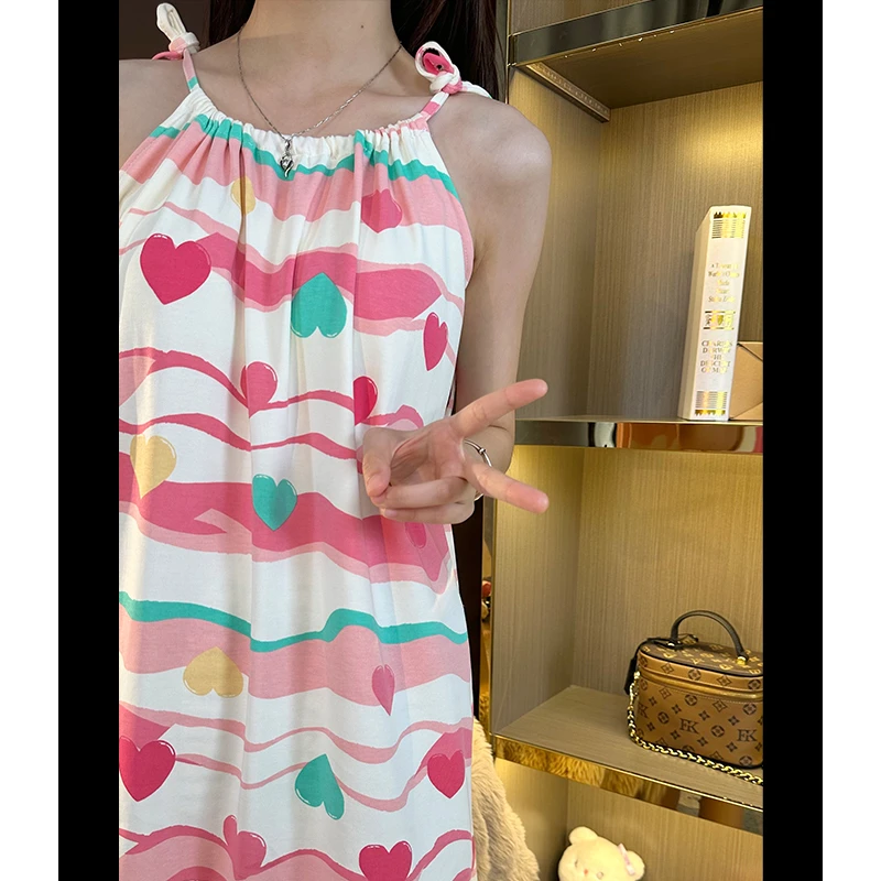 2025新款夏季吊带睡裙带胸垫睡衣女款爆款家居服大码可外出可外穿