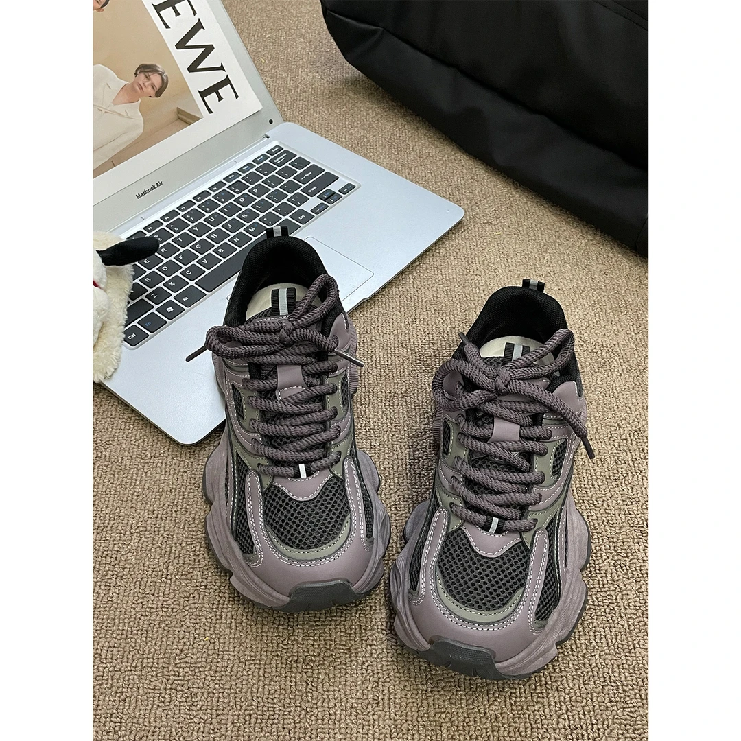 复古老爹鞋女2024春季新款厚底网面休闲运动鞋ins潮跑步女鞋透气