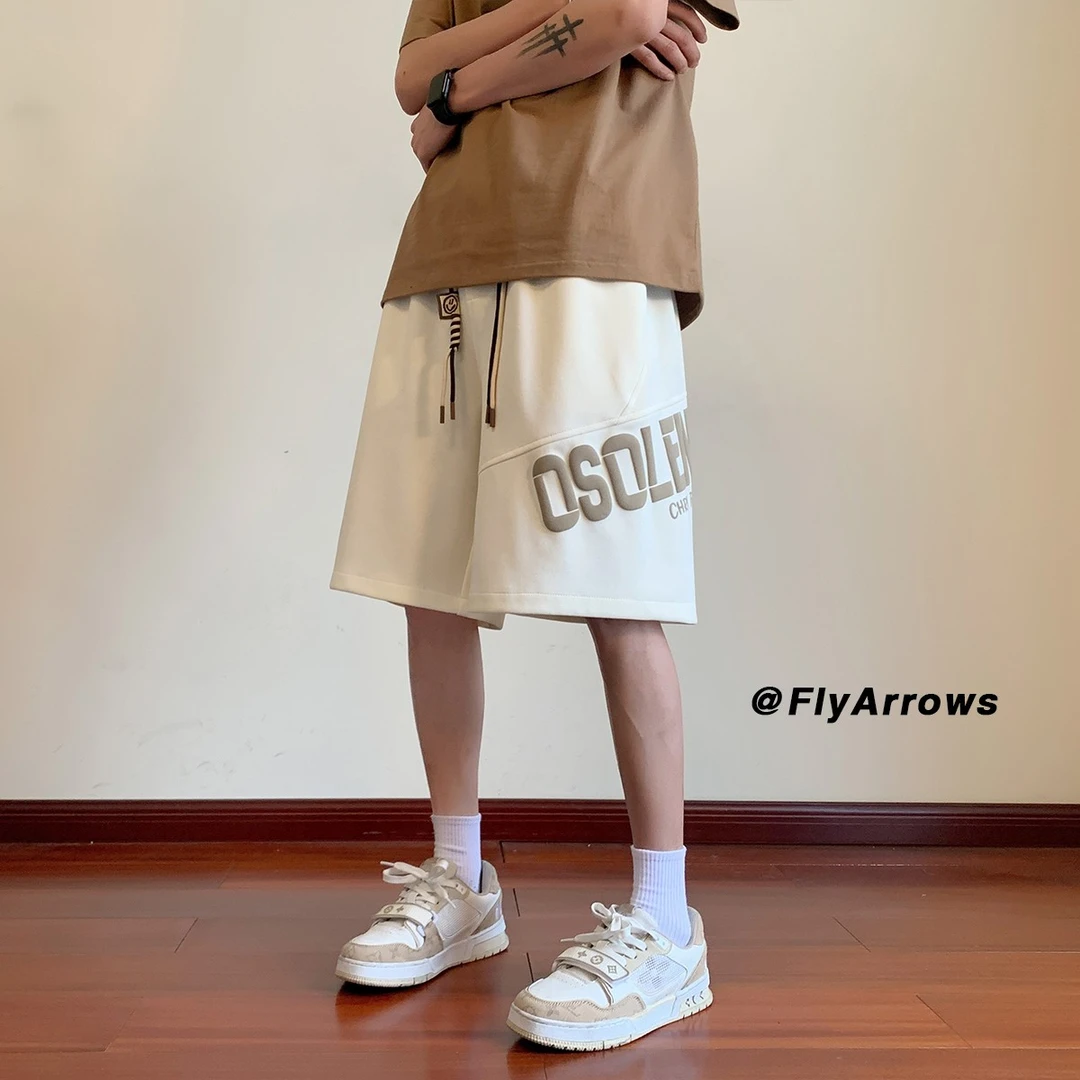 美式高街运动短裤男夏季薄款ins裤子潮牌大码直筒宽松休闲五分裤