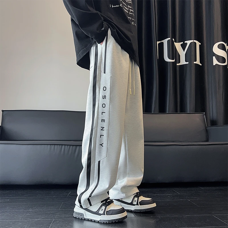 明尼凯卫裤男秋季学生大码直筒宽松百搭休闲运动裤美式长裤子潮流