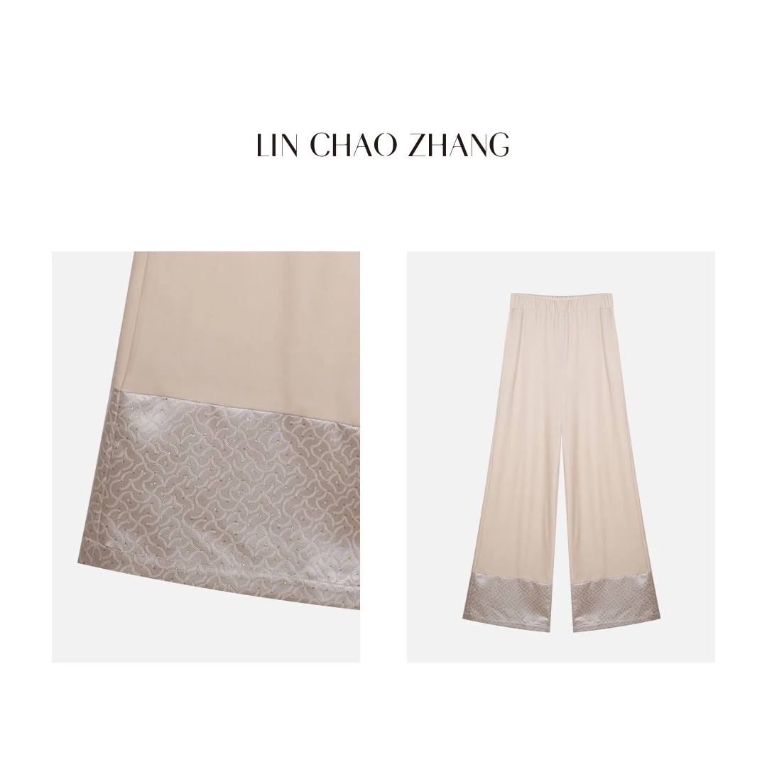 【糯米团子】绣花拼接丝绒裤 LK230377