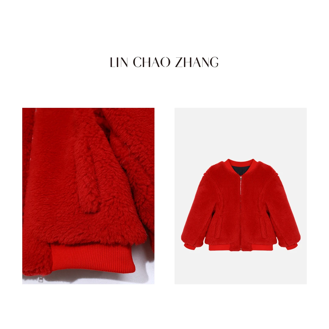 【圣诞夜轰趴少女】绵羊毛红色颗粒绒外套 LW230610【现货】