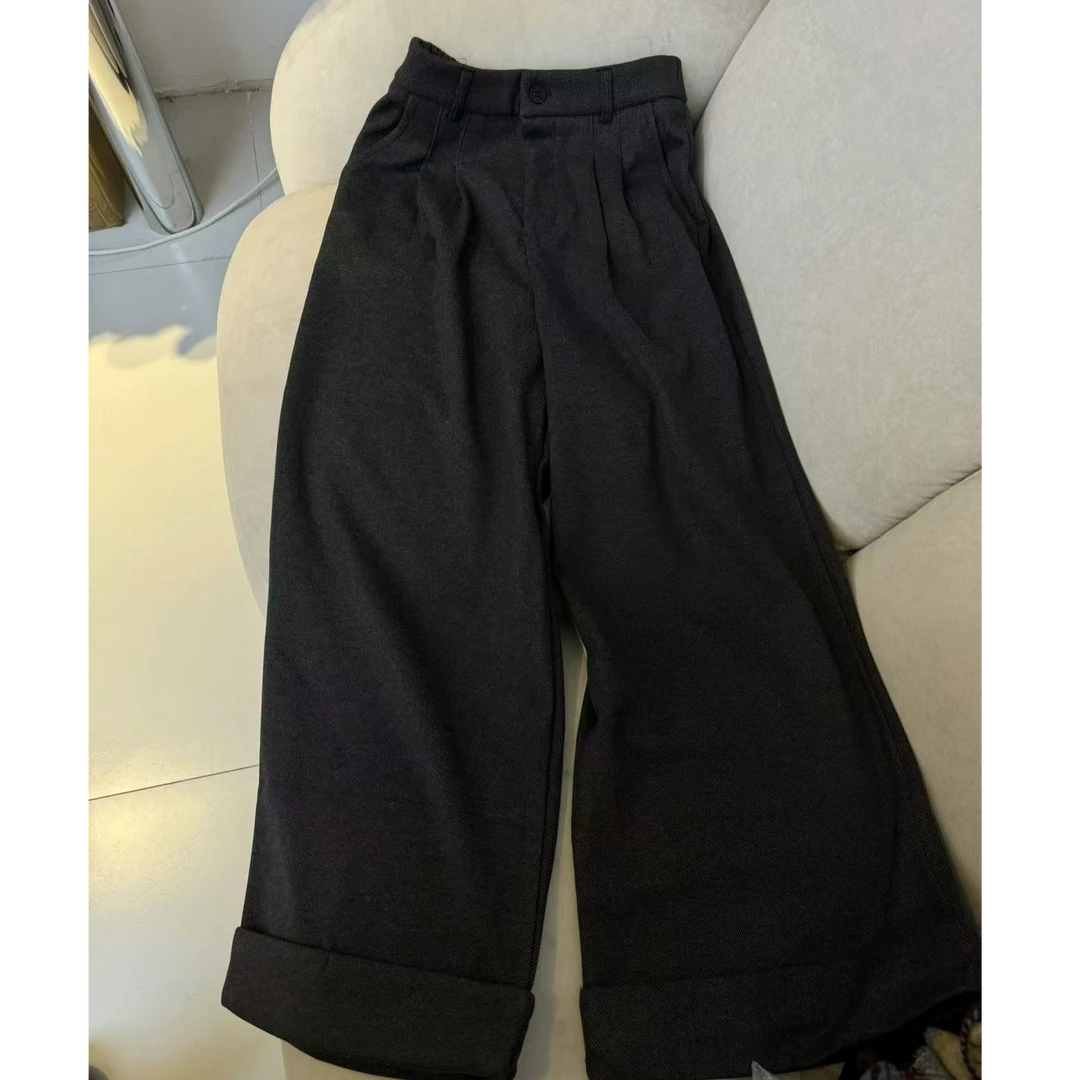 2024新品~松紧腰复合绒呢子休闲裤奶奶裤17100