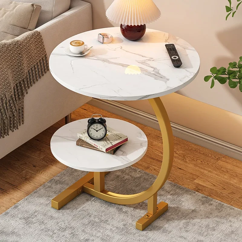 双层沙发小茶几简约喝茶边几现代网红小圆桌边柜轻奢家用阳台桌子
