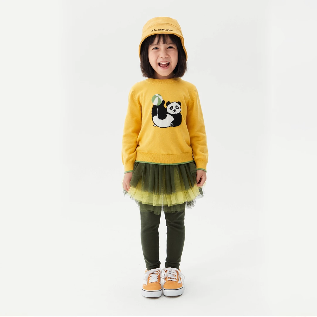幼岚棉系列秋冬新款高支棉弹力网纱裙摆女童打底裤儿童洋气秋季