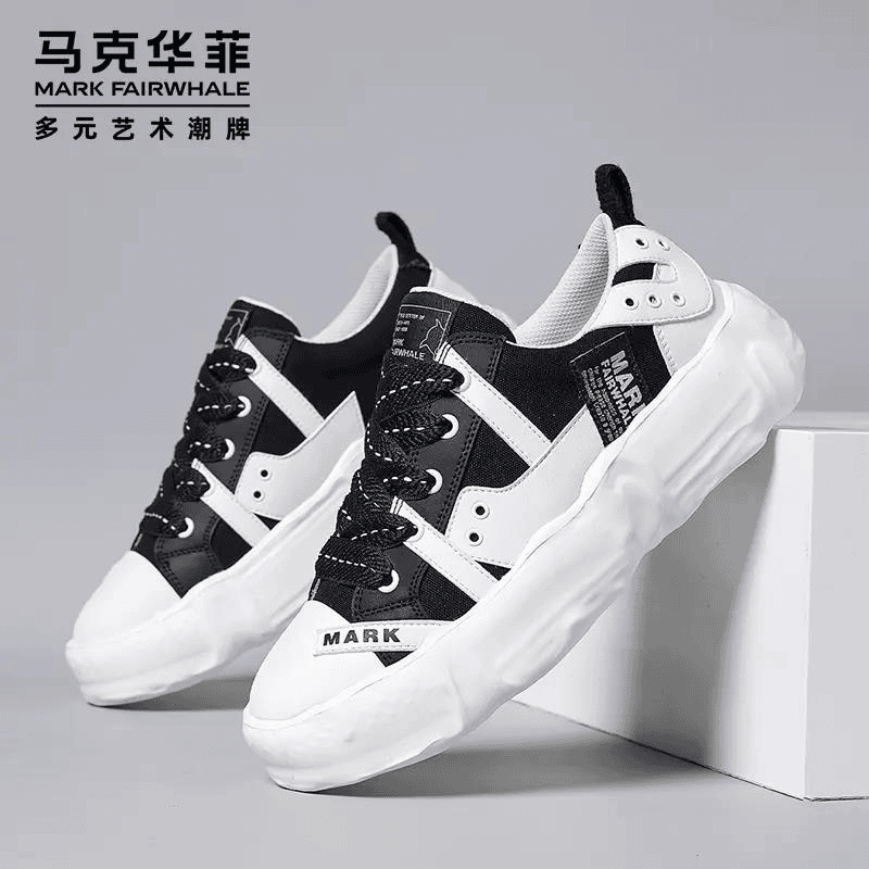 马克华菲百搭耐磨低帮休闲时尚男士潮鞋男鞋春季新品透气牛皮板鞋