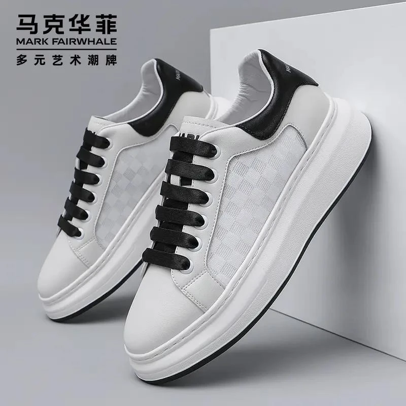 马克华菲潮鞋小白鞋春季男士时尚百搭厚底舒适透气板鞋休闲鞋男鞋