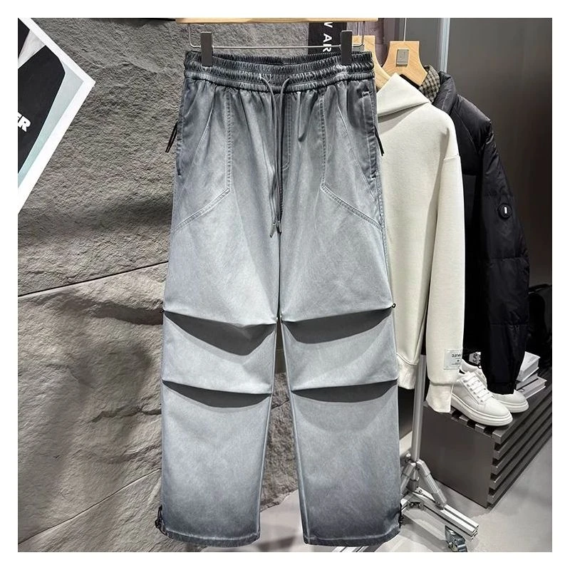 1212 # 石磨脏脏洗男士厚实阔腿宽松休闲裤