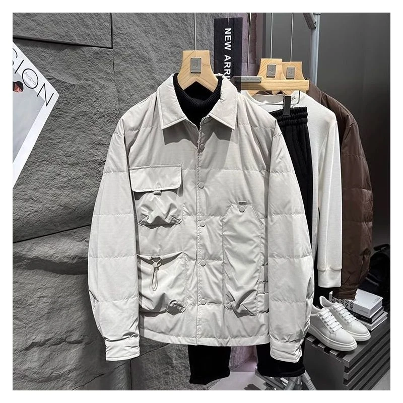 3321 # 立体口袋设计男士翻领保暖羽绒服外套潮
