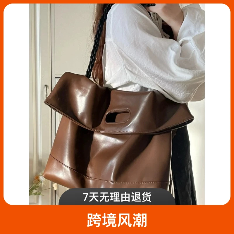 网红新款2023软皮革美拉德托特包通勤跨境学生手提单肩包斜挎包